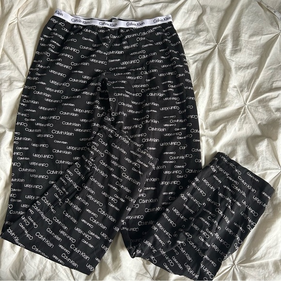 Calvin Klein Womens Small Black and White Straight Leg Lounge Pants - Picture 1 of 7